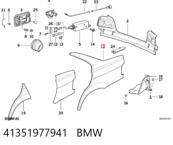 Крыло заднее левое 41351977941 BMW