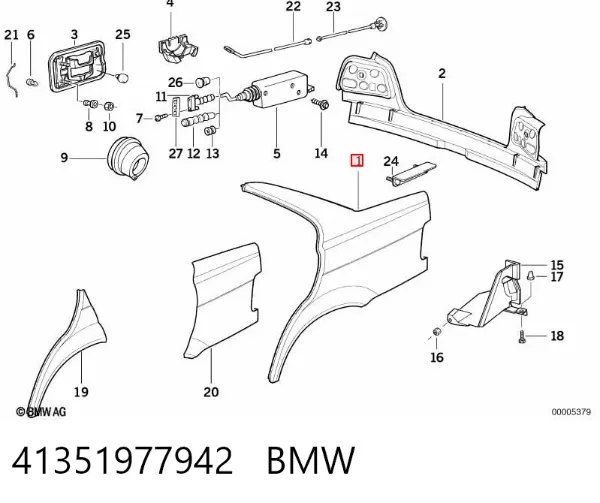 Крыло заднее правое 41351977942 BMW
