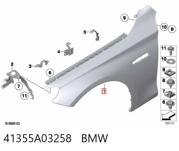Крыло переднее правое 41355A03258 BMW