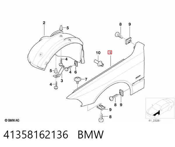 Крыло переднее правое 41358162136 BMW