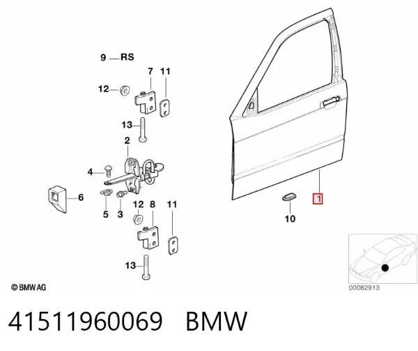 Дверь передняя левая BMW 3 E36