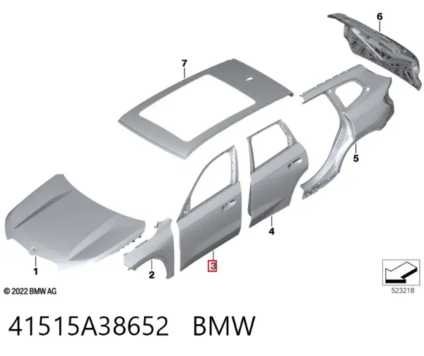 Дверь передняя правая 41515A38652 BMW