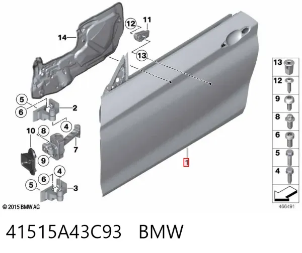 Дверь передняя левая 41515A43C93 BMW