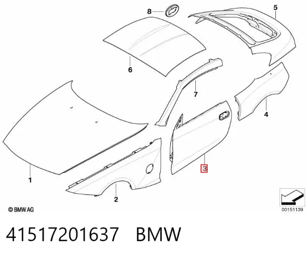 Дверь передняя левая 41517201637 BMW