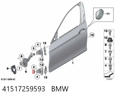 Петля двери передней левой BMW 41517259593