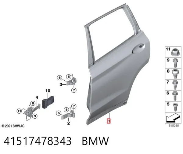 Дверь задняя левая 41517478343 BMW