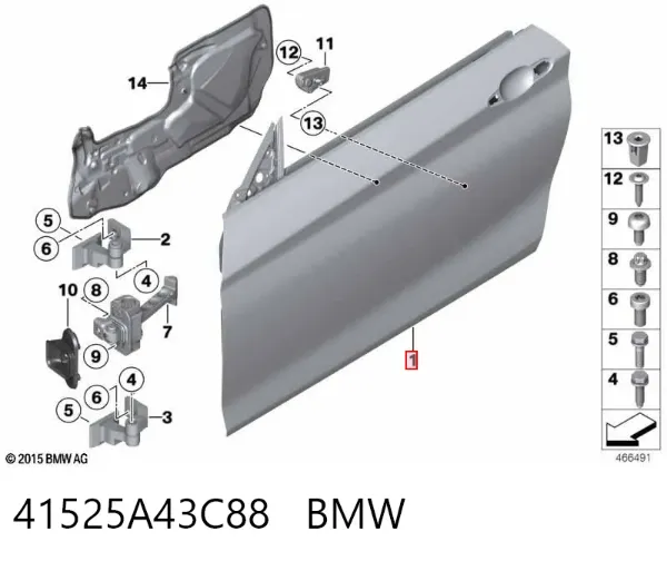 Дверь передняя правая 41525A43C88 BMW