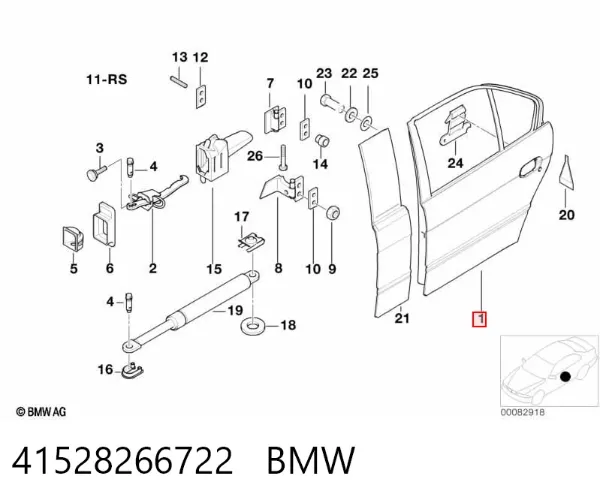Дверь задняя правая 41528266722 BMW