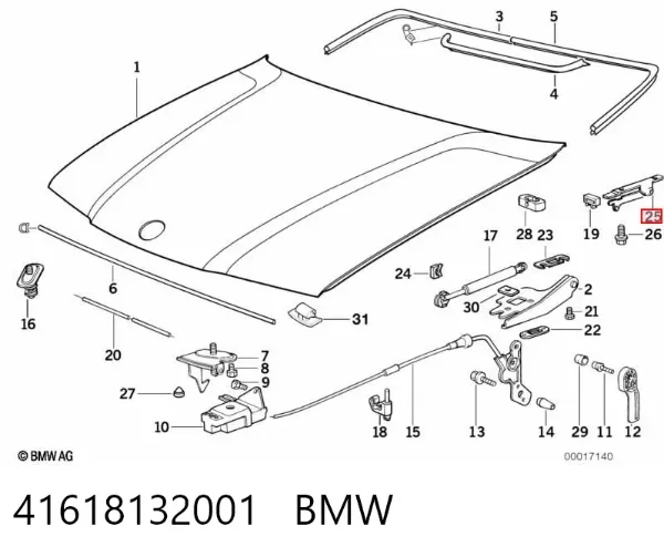 Петля капота левая 41618132001 BMW