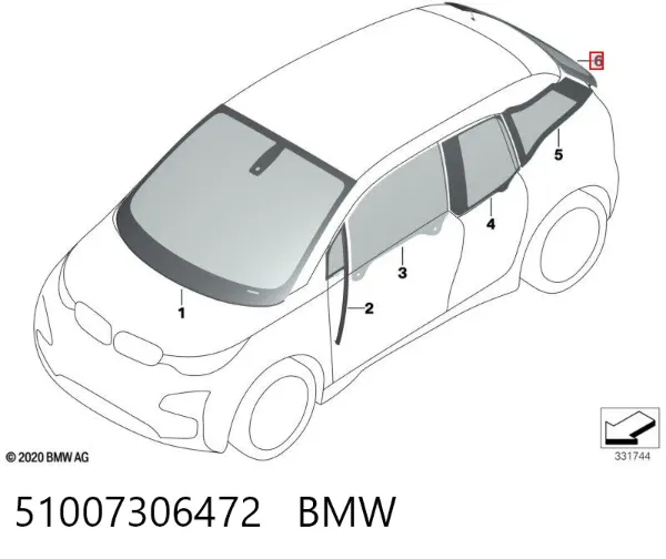 Стекло багажника двери 3/5-й задней (ляды) 51007306472 BMW