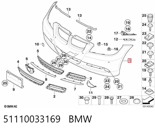Передний бампер 51110033169 BMW