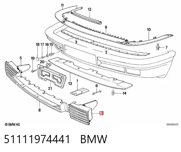 Решетка бампера переднего левая 51111974441 BMW