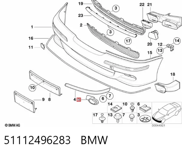 Ободок (окантовка) фары противотуманной левой 51112496283 BMW