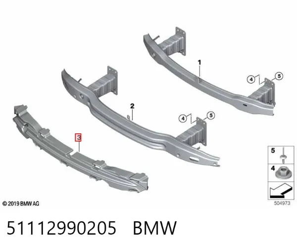 Абсорбер переднего бампера 51112990205 BMW