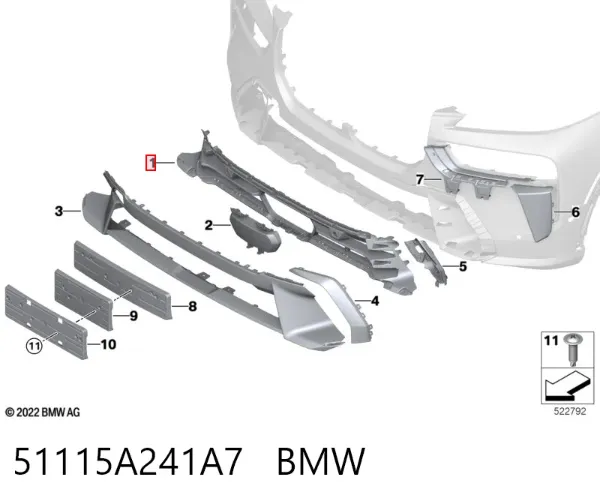 Решетка бампера 51115A241A7 BMW
