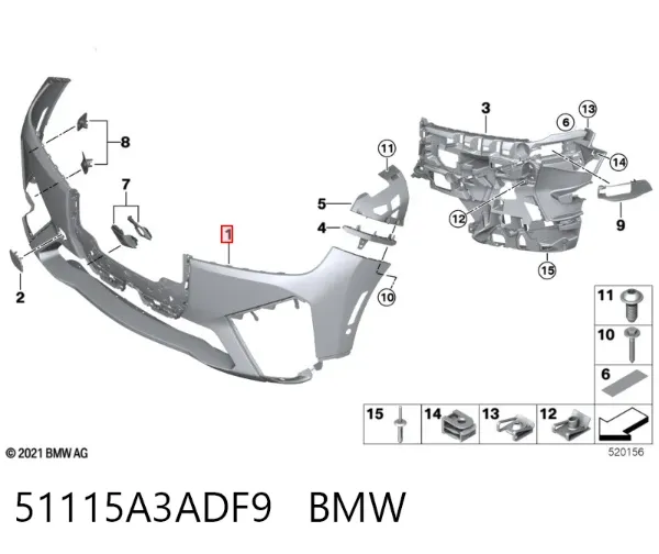 Передний бампер 51115A3ADF9 BMW