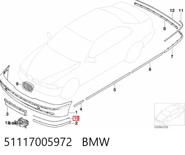 Молдинг бампера переднего правый 51117005972 BMW