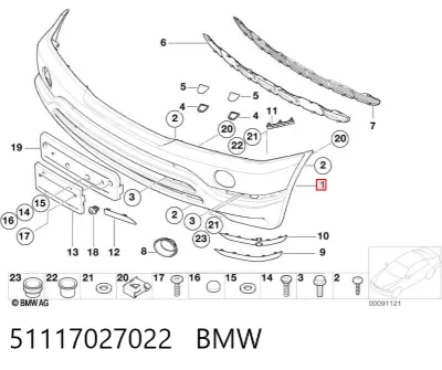 Бампер передний BMW 51117027022