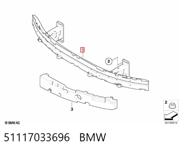 Усилитель переднего бампера 51117033696 BMW