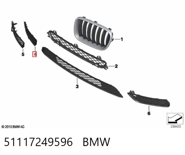 Решетка бампера переднего правая 7249596 BMW