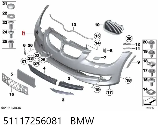 Передний бампер 51117256081 BMW
