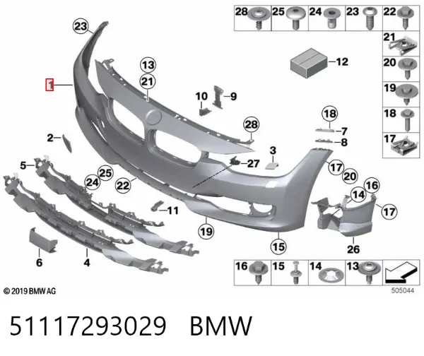 Передний бампер 51117293029 BMW