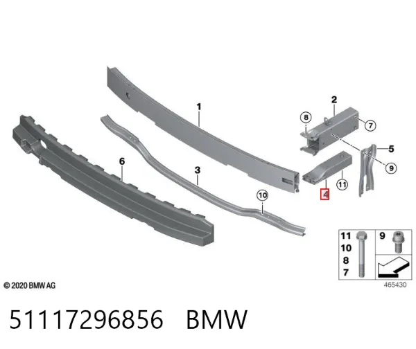 Кронштейн усилителя переднего бампера 7296856 BMW