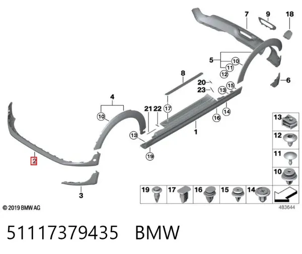 Спойлер переднего бампера 51117379435 BMW