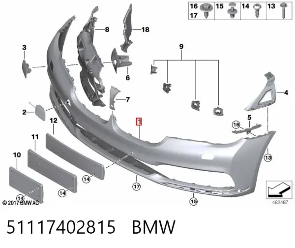Передний бампер 51117402815 BMW