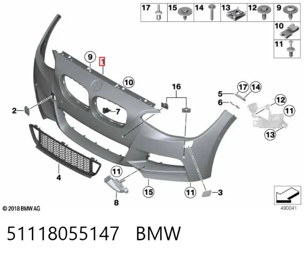 Передний бампер 51118055147 BMW