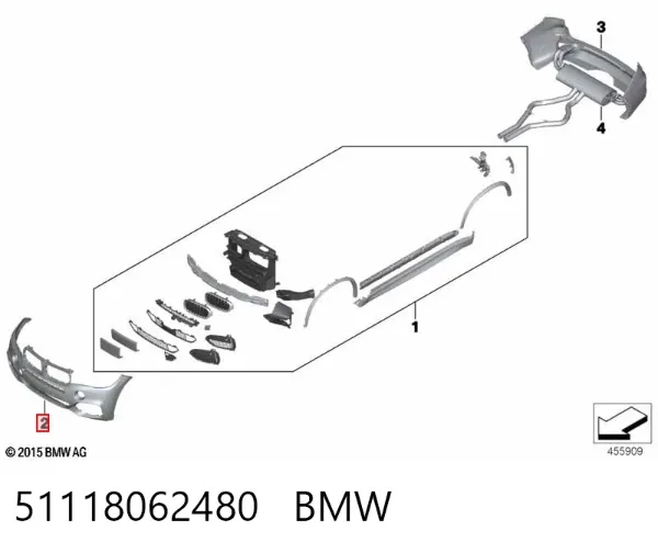 Передний бампер 51118062480 BMW