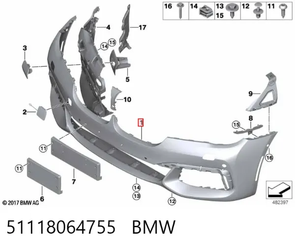 Передний бампер 51118064755 BMW