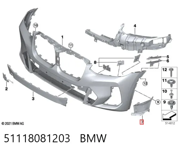 Дефлектор переднего бампера левый 51118081203 BMW