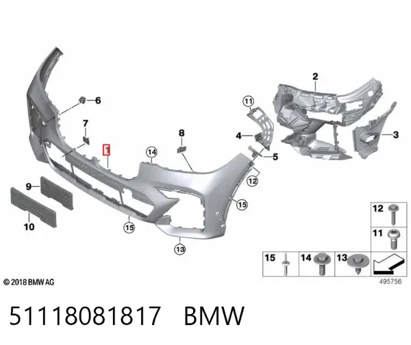 Передний бампер 51118081817 BMW