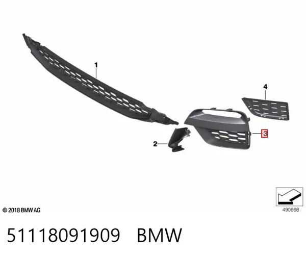 Решетка радиатора левая 51118091909 BMW