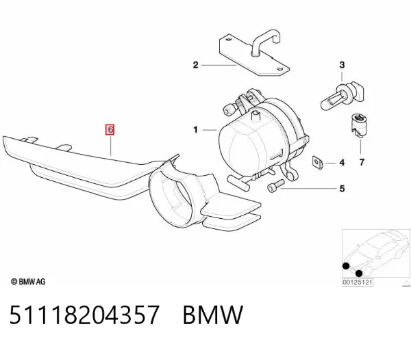 Ободок (окантовка) фары противотуманной левой 51118204357 BMW