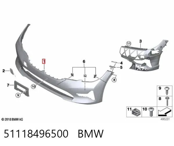 Передний бампер 51118496500 BMW