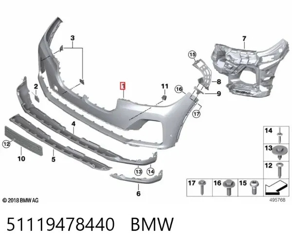 Передний бампер 51119478440 BMW