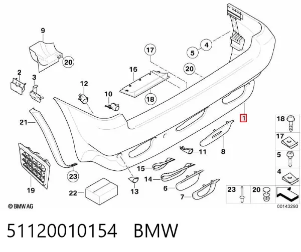 Задний бампер 51120010154 BMW