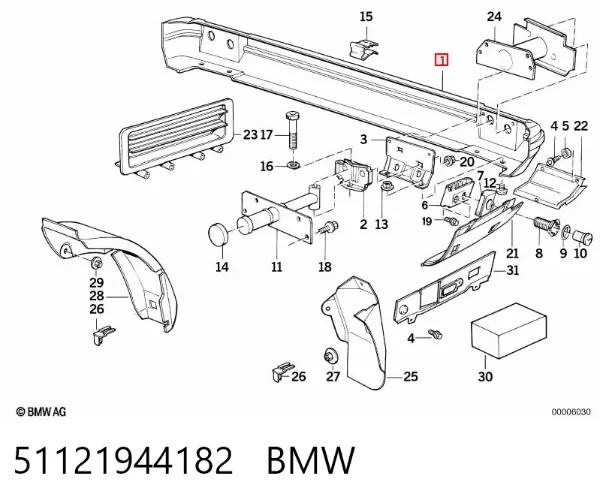 Усилитель заднего бампера 51121944182 BMW