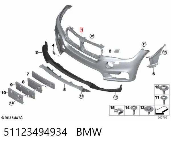Передний бампер 51123494934 BMW