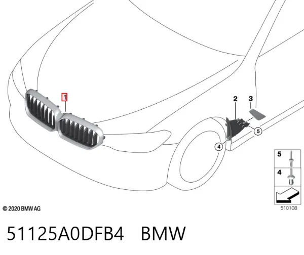Решетка радиатора 51125A0DFB4 BMW