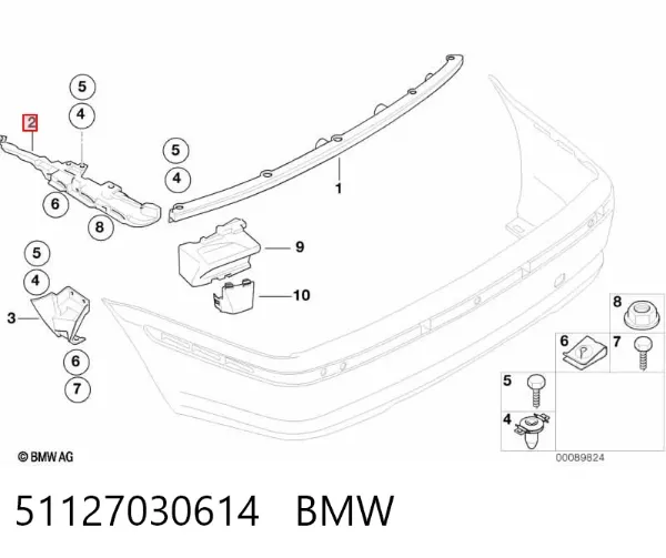 Направляющая заднего бампера правая 51127030614 BMW