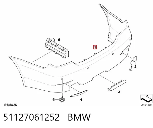 Задний бампер 51127061252 BMW