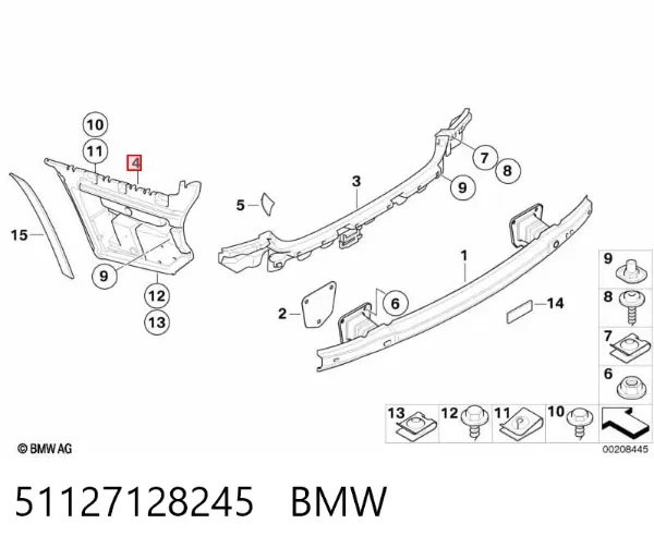 Кронштейн бампера заднего левый 51127128245 BMW