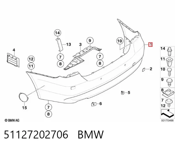 Задний бампер 51127202706 BMW
