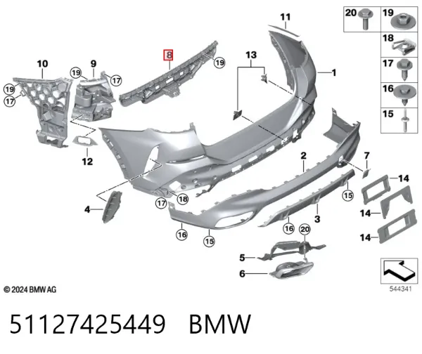 Кронштейн бампера заднего центральный 51127425449 BMW