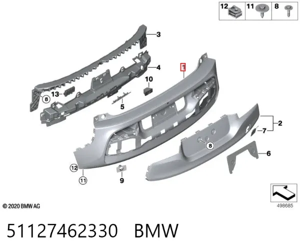 Задний бампер 51127462330 BMW