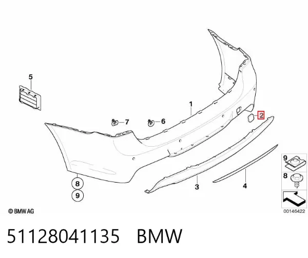 Заглушка буксировочного крюка 51128041135 BMW