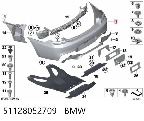 Задний бампер 51128052709 BMW